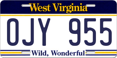 WV license plate OJY955