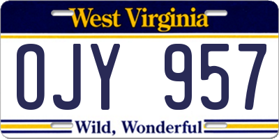 WV license plate OJY957