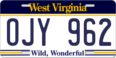 WV license plate OJY962