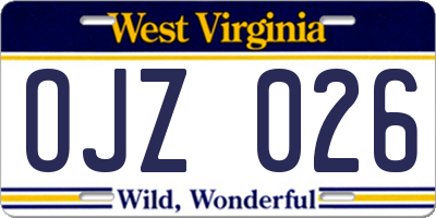 WV license plate OJZ026