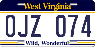 WV license plate OJZ074