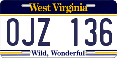 WV license plate OJZ136