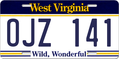 WV license plate OJZ141