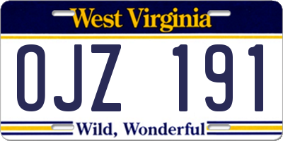 WV license plate OJZ191