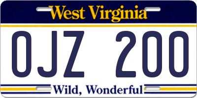WV license plate OJZ200