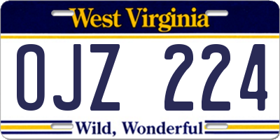 WV license plate OJZ224