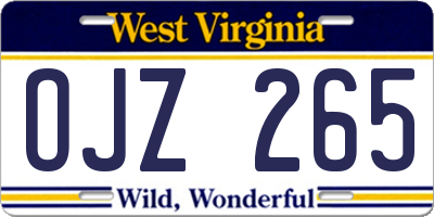 WV license plate OJZ265