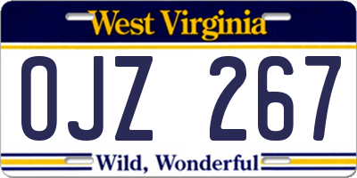 WV license plate OJZ267