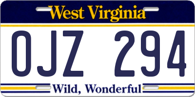 WV license plate OJZ294