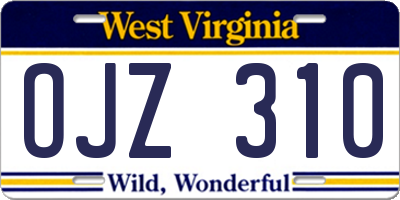WV license plate OJZ310