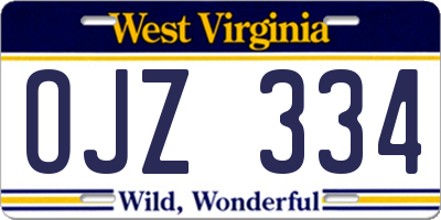 WV license plate OJZ334