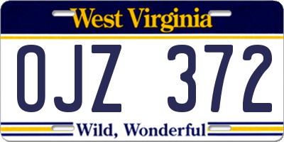 WV license plate OJZ372