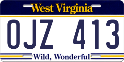 WV license plate OJZ413
