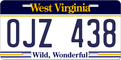 WV license plate OJZ438