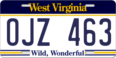 WV license plate OJZ463