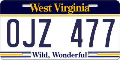 WV license plate OJZ477