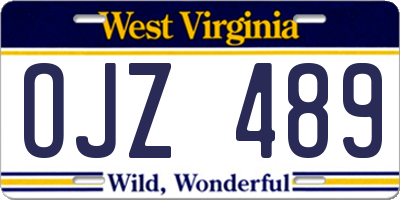 WV license plate OJZ489