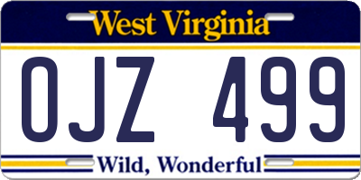 WV license plate OJZ499
