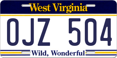 WV license plate OJZ504