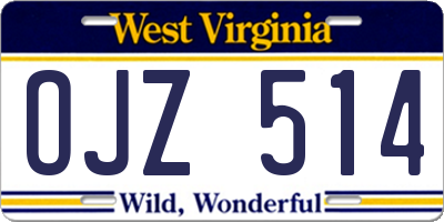 WV license plate OJZ514