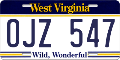 WV license plate OJZ547