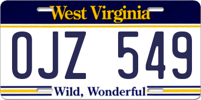 WV license plate OJZ549