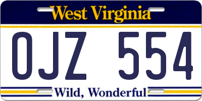 WV license plate OJZ554