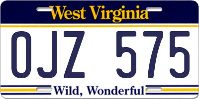 WV license plate OJZ575