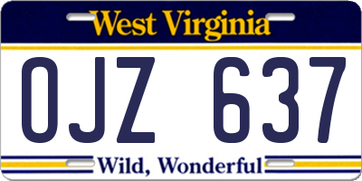 WV license plate OJZ637