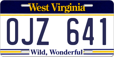 WV license plate OJZ641