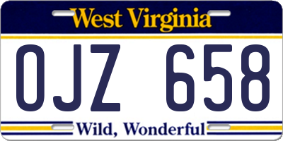 WV license plate OJZ658