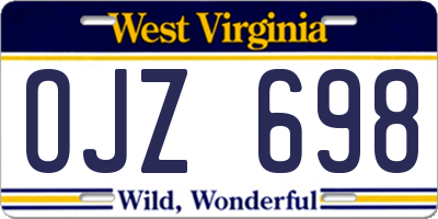 WV license plate OJZ698