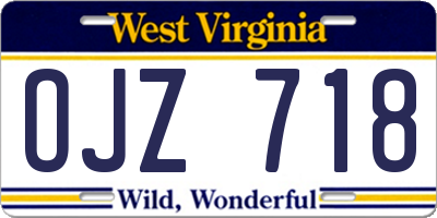 WV license plate OJZ718
