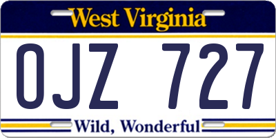 WV license plate OJZ727
