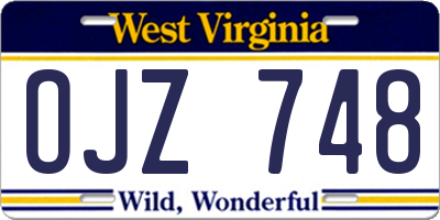 WV license plate OJZ748