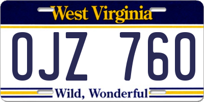 WV license plate OJZ760