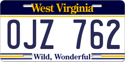 WV license plate OJZ762