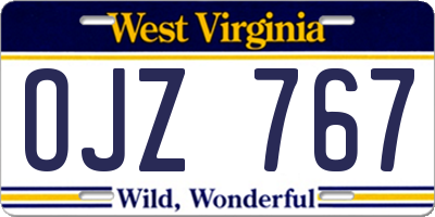 WV license plate OJZ767
