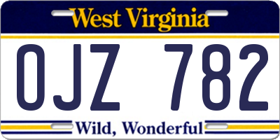 WV license plate OJZ782