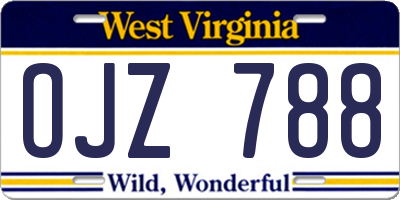 WV license plate OJZ788