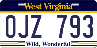 WV license plate OJZ793