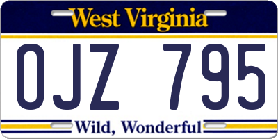 WV license plate OJZ795
