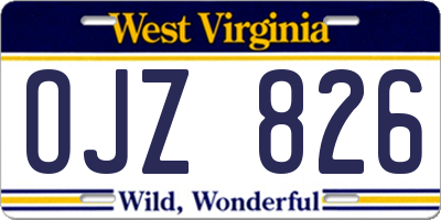 WV license plate OJZ826