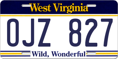 WV license plate OJZ827