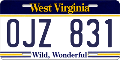 WV license plate OJZ831