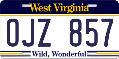 WV license plate OJZ857