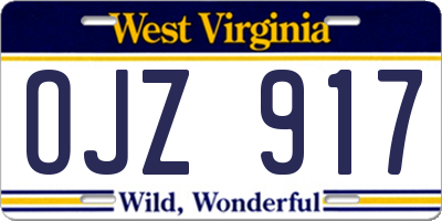 WV license plate OJZ917