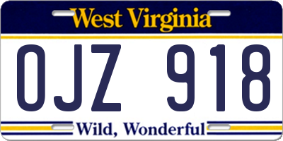 WV license plate OJZ918