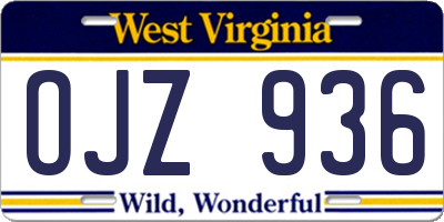 WV license plate OJZ936