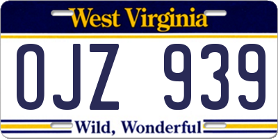 WV license plate OJZ939